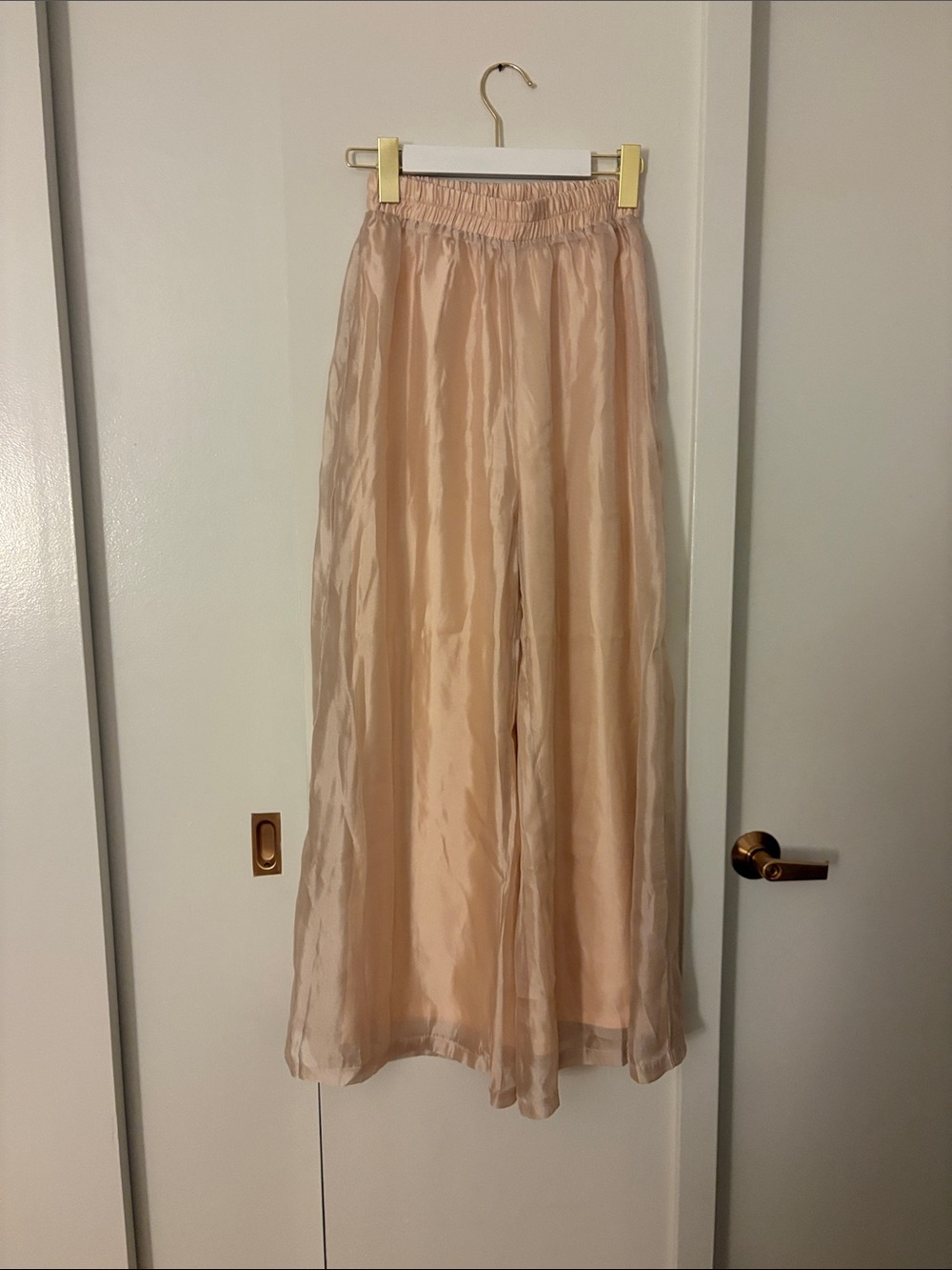 Women's Sheer Wide-Leg Skirt in Blush